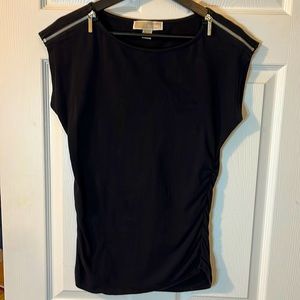 Michael Michael Kors black tank top zippers on shoulders size medium